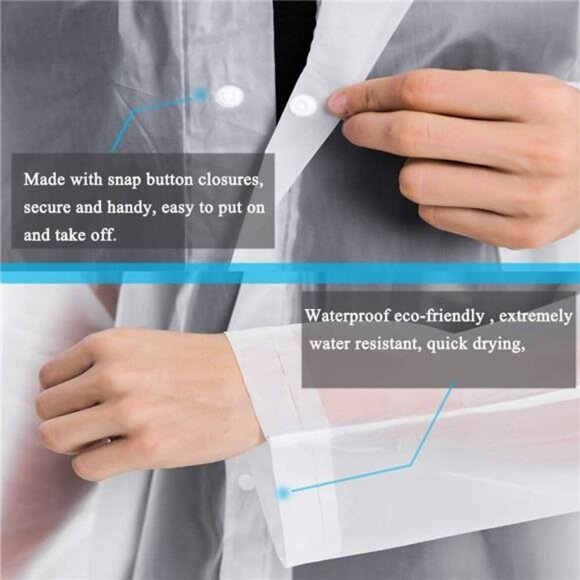 Rain Coats (2 Pack) - Reusable EVA Rain Ponchos For Adults Rain Jackets - Picture 5 of 7